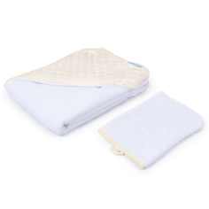 Полотенце Nuovita Grazia бело-кремовое с уголком и варежкой 100x100 см