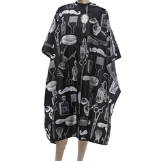 Пеньюар для стрижки Dewal Barber Style полиэстер, черный с рисунком