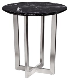 Журнальный столик Garda Decor 33FS-ET2029-BS 55х55х57,2 см, серебро/чёрный мрамор