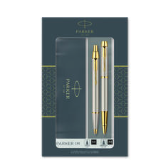 Подарочный набор из 2-х ручек Parker IM brushed metal GT роллер+шариковая ручки