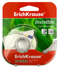 Клейкая лента в диспенсере ErichKrause Invisible, 12ммх20м (в коробке по 24 шт.)