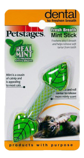 Жевательная игрушка для кошек Petstages Мятный листик, текстиль, зеленый, 16.5 см