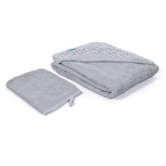 Полотенце с уголком и варежкой Nuovita GRAZIA 100x100 махра/плюш-клетка серый/grigio