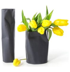 Ваза для цветов 33 см серая Cmielow Design Studio "BENT" 163389