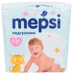 Подгузники Mepsi с рельефным слоем S (4-9кг) 82 шт,