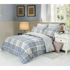 Комплект постельного белья семейный СайлиД, голубая клетка