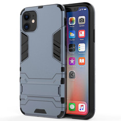 Ударопрочный чехол-подставка Transformer для iPhone 12 Mini с защитой корпуса (Синий) Epik