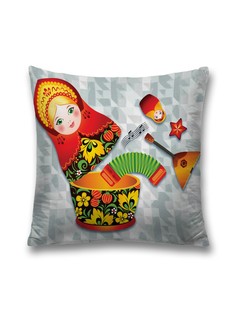 Наволочка декоративная JoyArty "Музыкальная матрешка" на молнии, 45x45 см