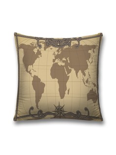 Наволочка декоративная JoyArty "Шесть материков" на молнии, 45x45 см