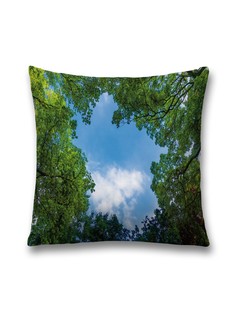 Наволочка декоративная JoyArty "Взгляд в небо из леса" на молнии, 45x45 см