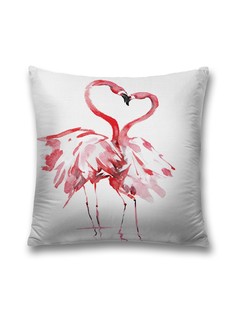 Наволочка декоративная JoyArty "Влюбленные фламинго" на молнии, 45x45 см