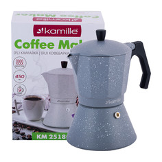 Кофеварка гейзерная 450мл (9 порций) с индукционным дном (серый мрамор) Kamille