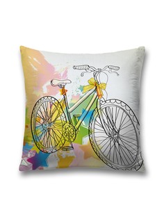 Наволочка декоративная JoyArty "Звездный велосипед" на молнии, 45x45 см