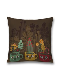 Наволочка декоративная JoyArty "Цветы в чашках" на молнии, 45x45 см