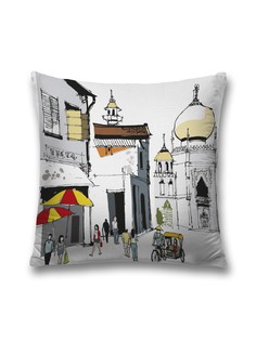 Наволочка декоративная JoyArty "Улицы Сингапура" на молнии, 45x45 см