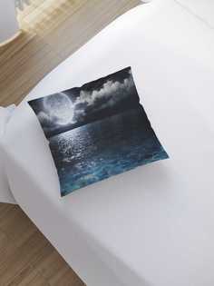 Наволочка декоративная JoyArty "Полнолуние над океаном" на молнии, 45x45 см
