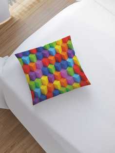 Наволочка декоративная JoyArty "Разноцветные кубики" на молнии, 45x45 см