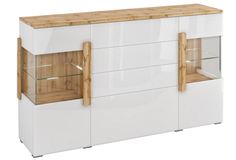 Комод 2-е двери 4-е ящика 1909.М1 Дуб Ватан/Белый лак, С подсветкой Milana