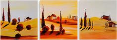 Картина модульная на холсте Модулка "Домики Тосканы" 90x32 см