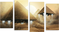 Картина модульная на холсте Модулка "Улетающие пирамиды" 120x71 см