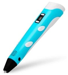 3D ручка с ЖК экраном + розетка EU + пластик 3 цвета + подставка (голубой) No Brand