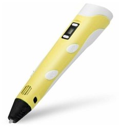 3D ручка с ЖК экраном + розетка EU + пластик 3 цвета + подставка (желтый) No Brand