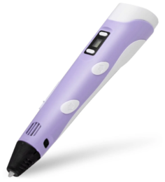 3D ручка с ЖК экраном + розетка EU + пластик 3 цвета + подставка (фиолетовый) No Brand