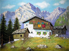 Картина на холсте с подрамником ХитАрт "Домик в горах" 100x75 см Модулка