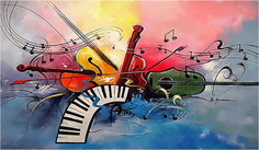 Картина на холсте с подрамником ХитАрт "Музыкальные инструменты" 80x46 см Модулка