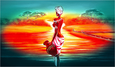 Картина на холсте с подрамником ХитАрт "Девушка с кувшином" 60x35 см Модулка