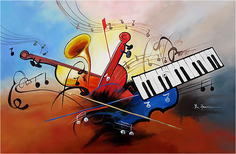 Картина на холсте с подрамником ХитАрт "Музыкальные инструменты" 100x65 см Модулка