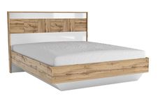 Двуспальная кровать Аризона 1600х2000 мм, Дуб Ватан/Белый лак, Без подъемного механизма Milana