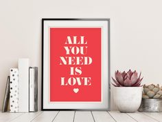Постер All You Need Is Love 50х70 в рамке