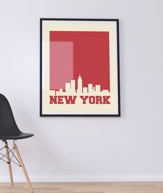 Постер Красный Нью-Йорк 50х70 в тубусе