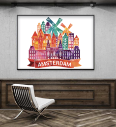 Постер Разноцветный Амстердам 40х50 в тубусе