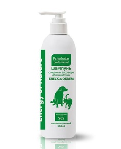 Шампунь для кошек и собак Pchelodar Блеск & Объем, мед и алоэ вера, 350 мл Пчелодар