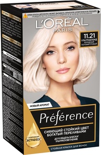 Краска для волос LOreal Paris Preference оттенок 11,21 ультраблонд перламутровый