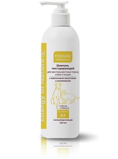 Шампунь для кошек и собак Pchelodar текстурирующий для жесткошерстных пород, 350 мл Пчелодар