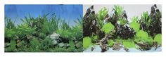 Фон для аквариума Prime Растительный/Скалы с растениями, винил, 150x60 см P.R.I.M.E.