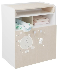 Пеленальный комод Polini Kids French 1270 Teddy, Белый/Дуб пастельный