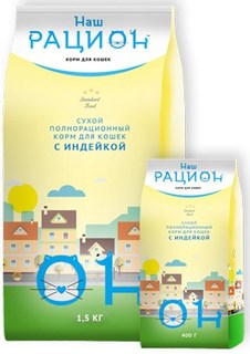 Сухой корм для кошек Наш рацион, индейка, 1,5кг