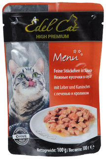 Влажный корм для кошек Edel Cat Menu, печень, кролик, 20шт по 100г