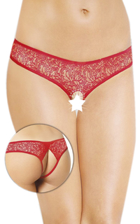 Трусики с доступом, украшенные стразами, красные, S/M Soft Line