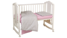 Комплект постельного белья Polini kids Зигзаг, 120х60, серо-розовый
