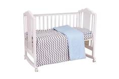 Комплект постельного белья Polini kids Зигзаг, 120х60, серо-голубой