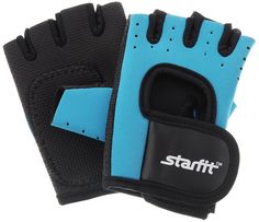 Перчатки для фитнеса StarFit SU-107, черные/голубые, 7,5