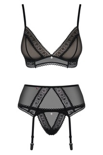 Пикантный комплект белья с поясом для чулок S/M Obsessive