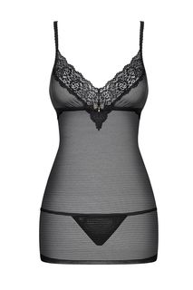 Полупрозрачная кружевная сорочка с регулируемыми бретелями L/XL Obsessive