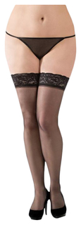 Чулки на кружевной резинке (с силик. полосками) SoftLine Collection. черный, XXXL