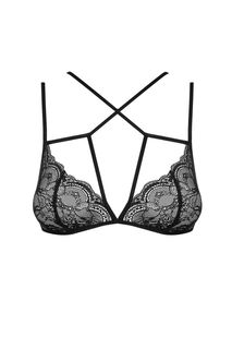 Кружевной бюстгальтер со стреп-лентами L/XL черный Obsessive
